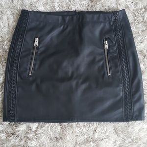 Black leather mini skirt